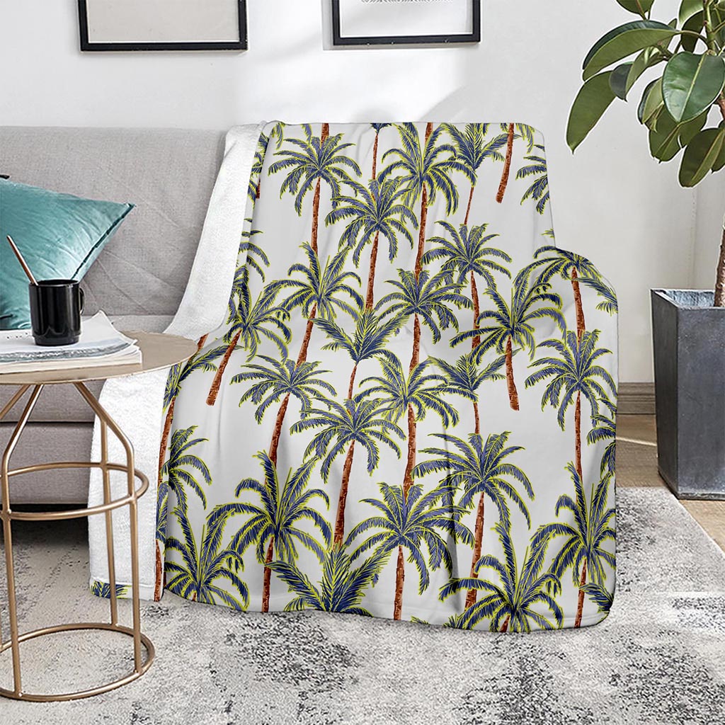 Vintage Palm Tree Beach Pattern Print Blanket