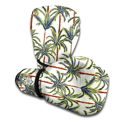 Vintage Palm Tree Beach Pattern Print Boxing Gloves