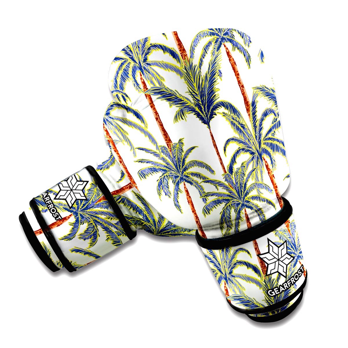 Vintage Palm Tree Beach Pattern Print Boxing Gloves