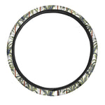 Vintage Palm Tree Beach Pattern Print Car Steering Wheel Cover