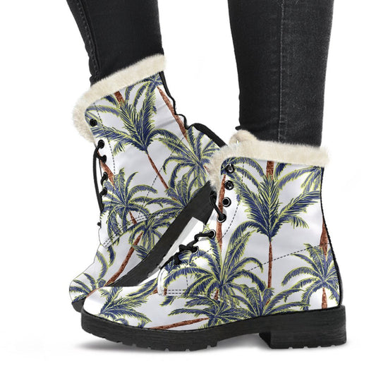 Vintage Palm Tree Beach Pattern Print Comfy Boots GearFrost