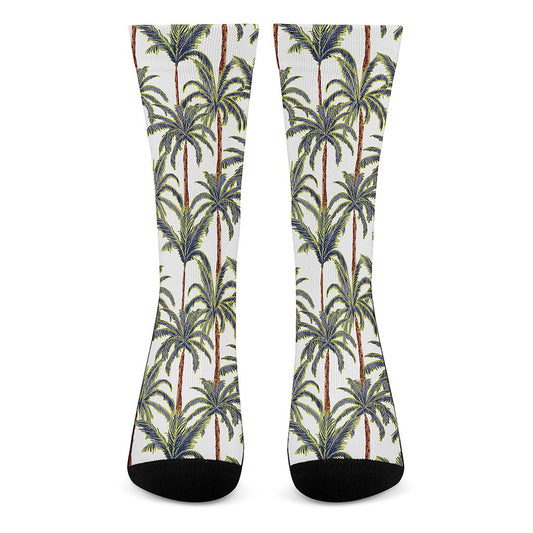 Vintage Palm Tree Beach Pattern Print Crew Socks