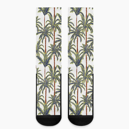 Vintage Palm Tree Beach Pattern Print Crew Socks
