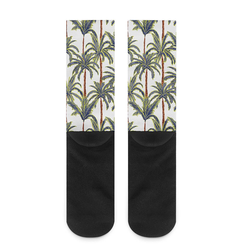 Vintage Palm Tree Beach Pattern Print Crew Socks