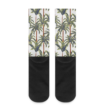 Vintage Palm Tree Beach Pattern Print Crew Socks