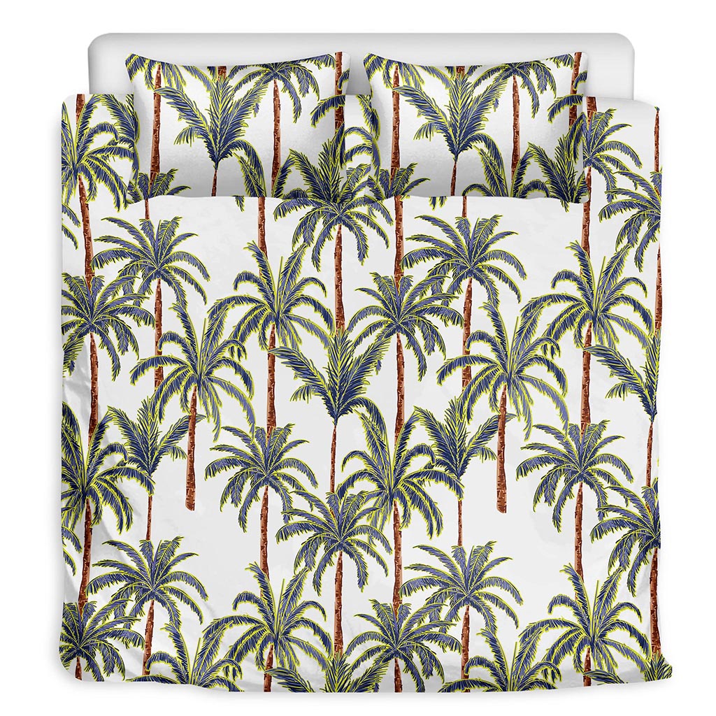Vintage Palm Tree Beach Pattern Print Duvet Cover Bedding Set