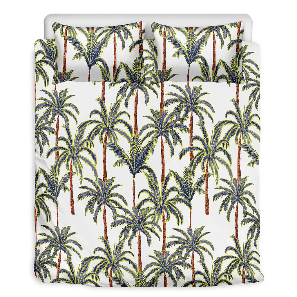 Vintage Palm Tree Beach Pattern Print Duvet Cover Bedding Set