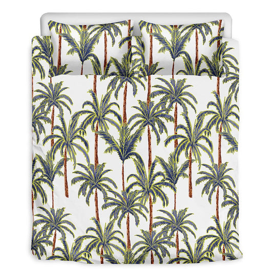 Vintage Palm Tree Beach Pattern Print Duvet Cover Bedding Set