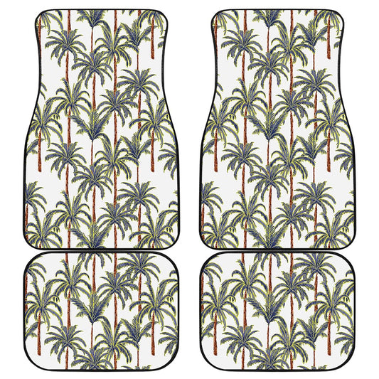 Vintage Palm Tree Beach Pattern Print Front and Back Car Floor Mats