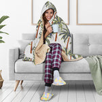 Vintage Palm Tree Beach Pattern Print Hooded Blanket