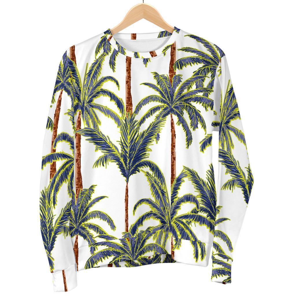 Vintage Palm Tree Beach Pattern Print Men's Crewneck Sweatshirt GearFrost