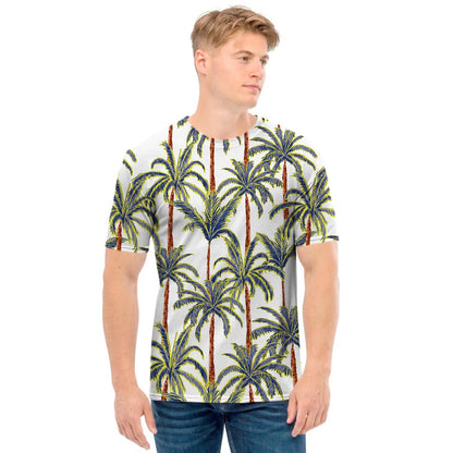 Vintage Palm Tree Beach Pattern Print Men's T-Shirt