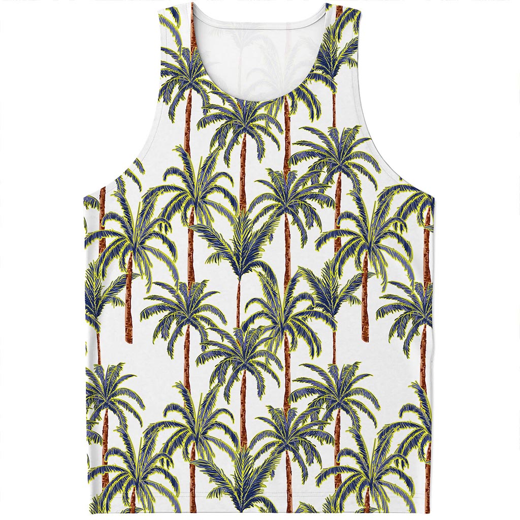 Vintage Palm Tree Beach Pattern Print Men's Tank Top
