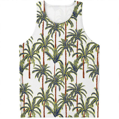 Vintage Palm Tree Beach Pattern Print Men's Tank Top