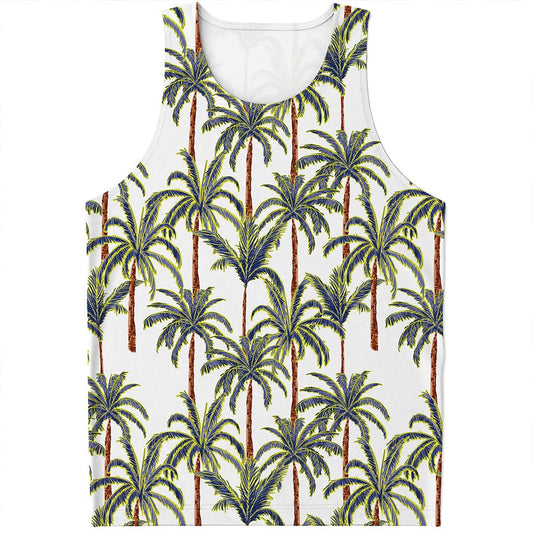 Vintage Palm Tree Beach Pattern Print Men's Tank Top