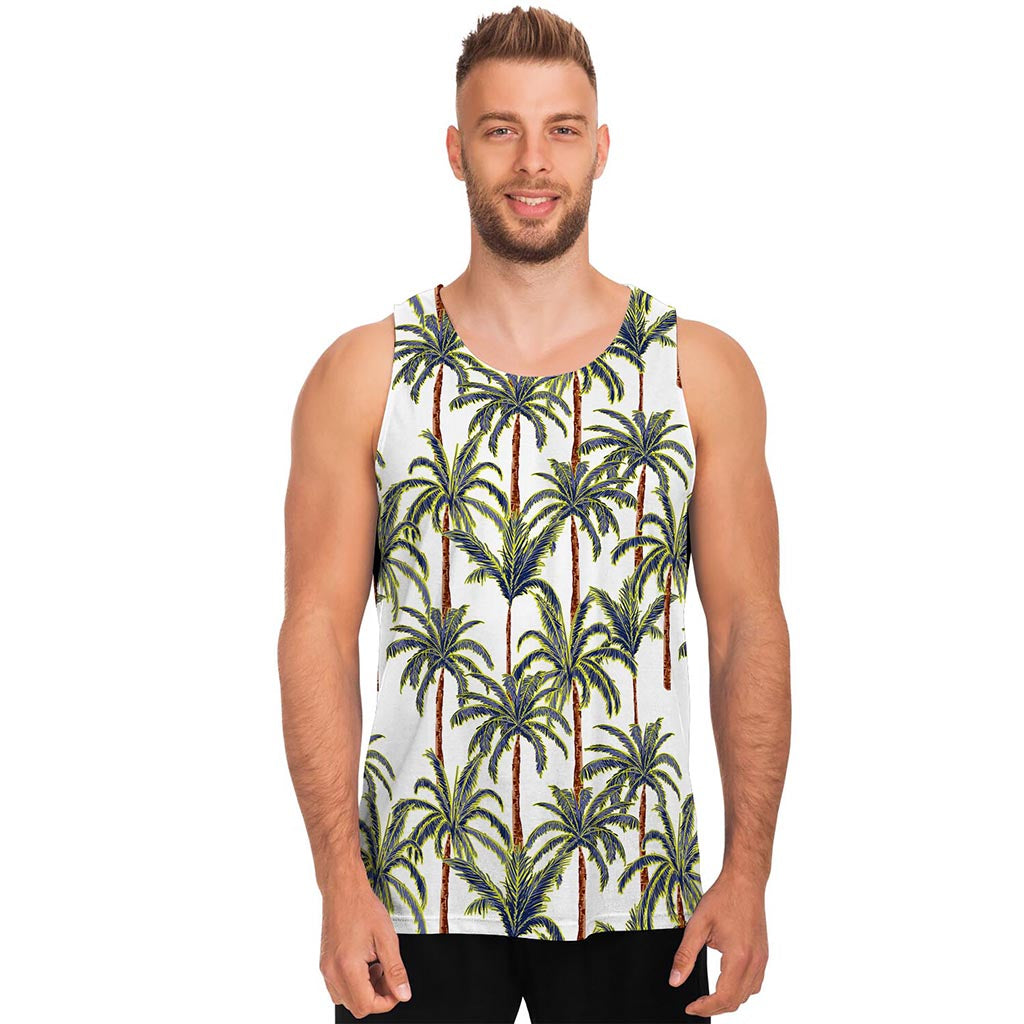 Vintage Palm Tree Beach Pattern Print Men's Tank Top