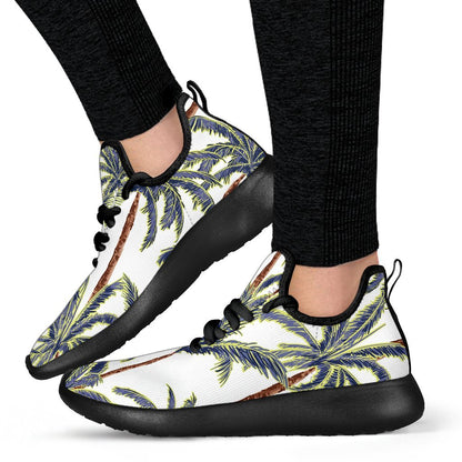 Vintage Palm Tree Beach Pattern Print Mesh Knit Shoes GearFrost