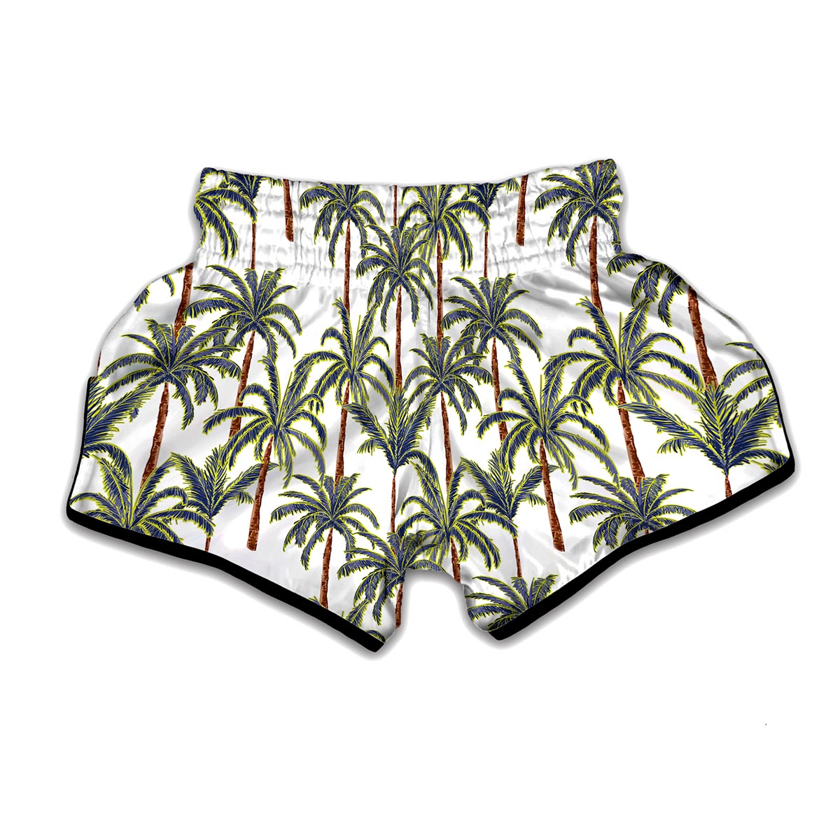 Vintage Palm Tree Beach Pattern Print Muay Thai Boxing Shorts