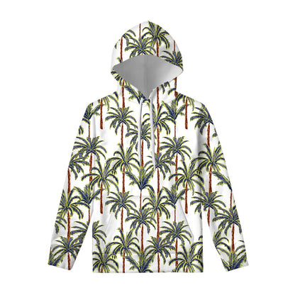 Vintage Palm Tree Beach Pattern Print Pullover Hoodie