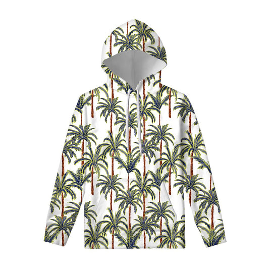 Vintage Palm Tree Beach Pattern Print Pullover Hoodie