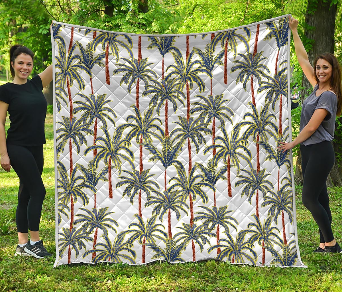 Vintage Palm Tree Beach Pattern Print Quilt