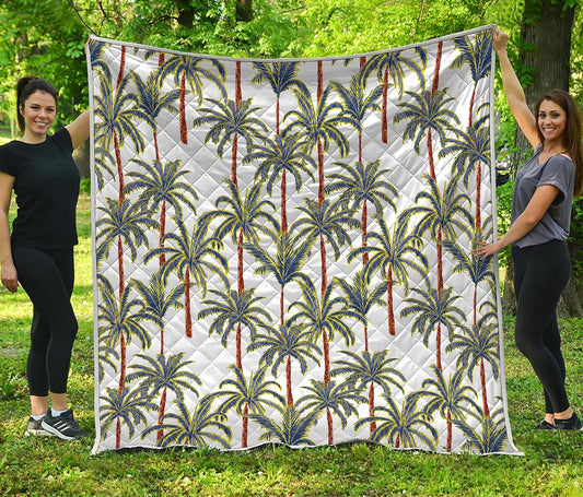 Vintage Palm Tree Beach Pattern Print Quilt