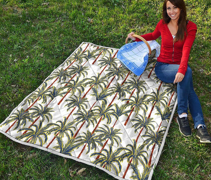 Vintage Palm Tree Beach Pattern Print Quilt