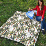 Vintage Palm Tree Beach Pattern Print Quilt