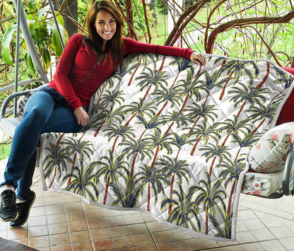 Vintage Palm Tree Beach Pattern Print Quilt