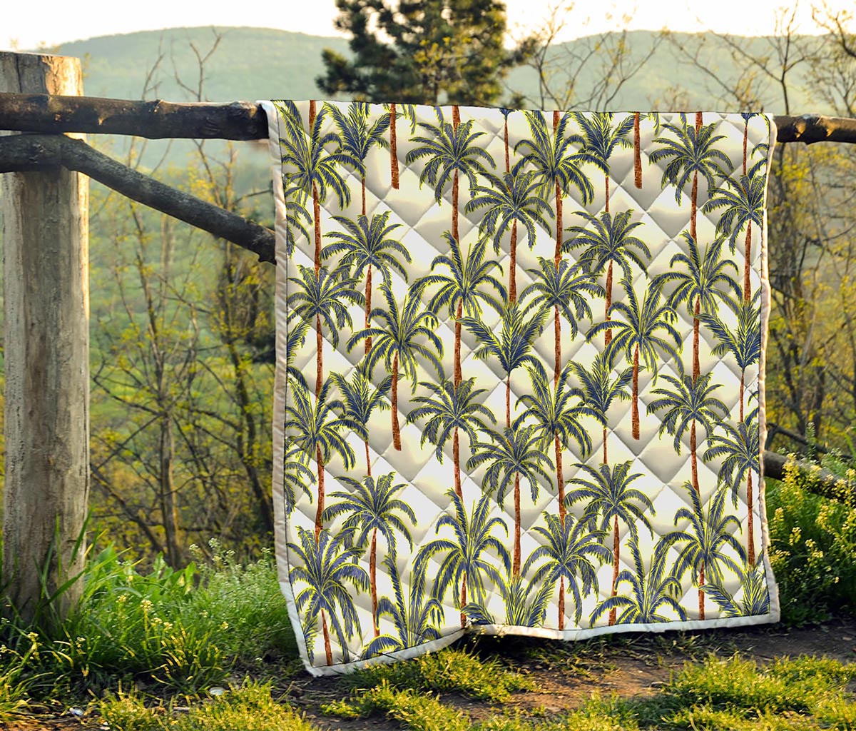 Vintage Palm Tree Beach Pattern Print Quilt