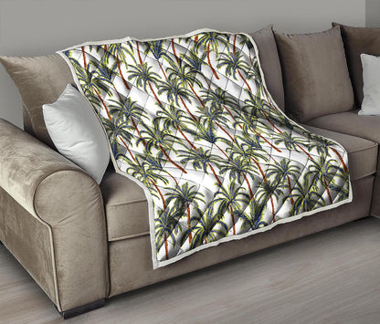 Vintage Palm Tree Beach Pattern Print Quilt