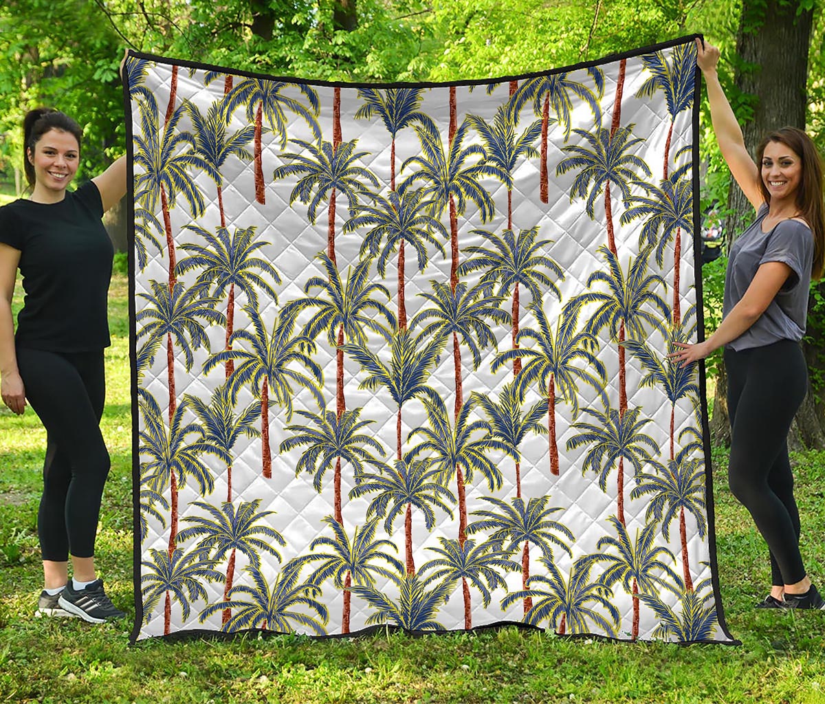 Vintage Palm Tree Beach Pattern Print Quilt