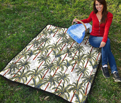 Vintage Palm Tree Beach Pattern Print Quilt