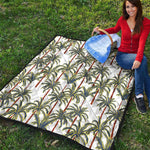 Vintage Palm Tree Beach Pattern Print Quilt