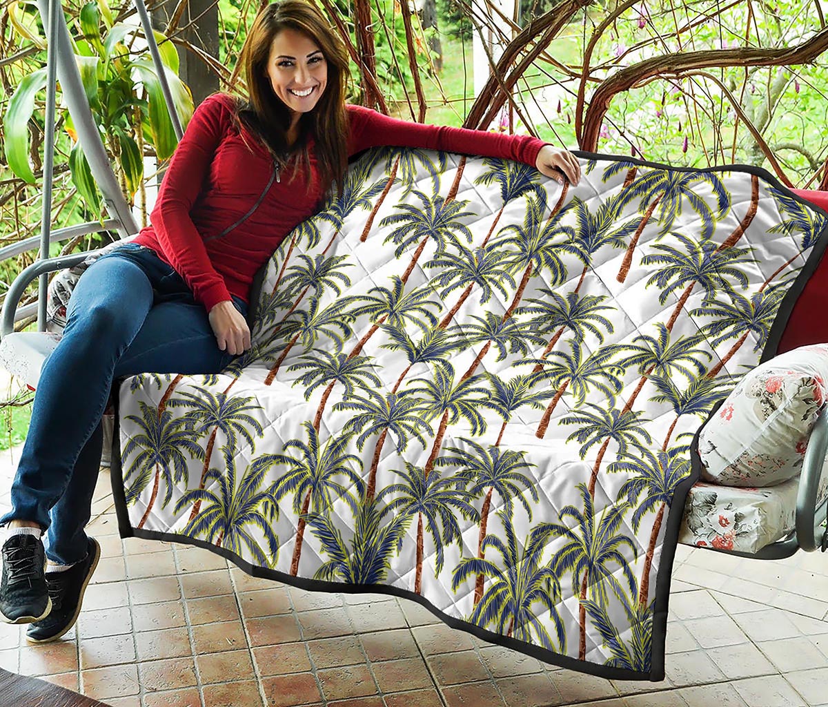 Vintage Palm Tree Beach Pattern Print Quilt