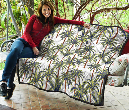 Vintage Palm Tree Beach Pattern Print Quilt