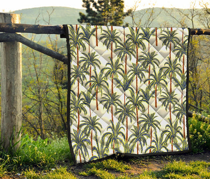 Vintage Palm Tree Beach Pattern Print Quilt