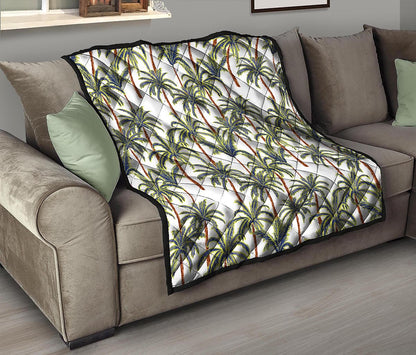 Vintage Palm Tree Beach Pattern Print Quilt