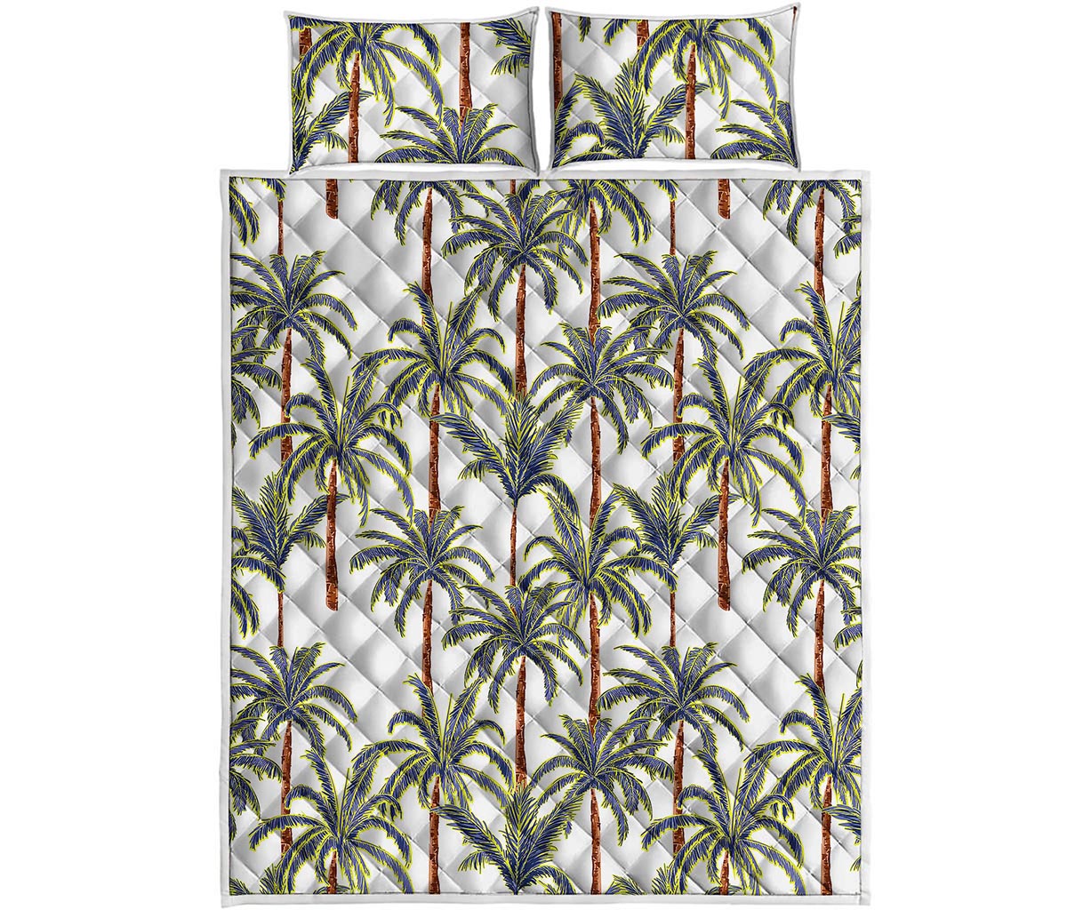 Vintage Palm Tree Beach Pattern Print Quilt Bed Set