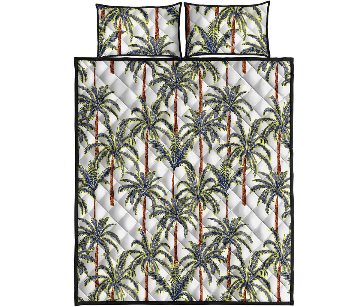 Vintage Palm Tree Beach Pattern Print Quilt Bed Set