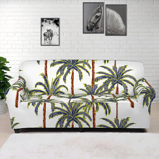 Vintage Palm Tree Beach Pattern Print Sofa Cover