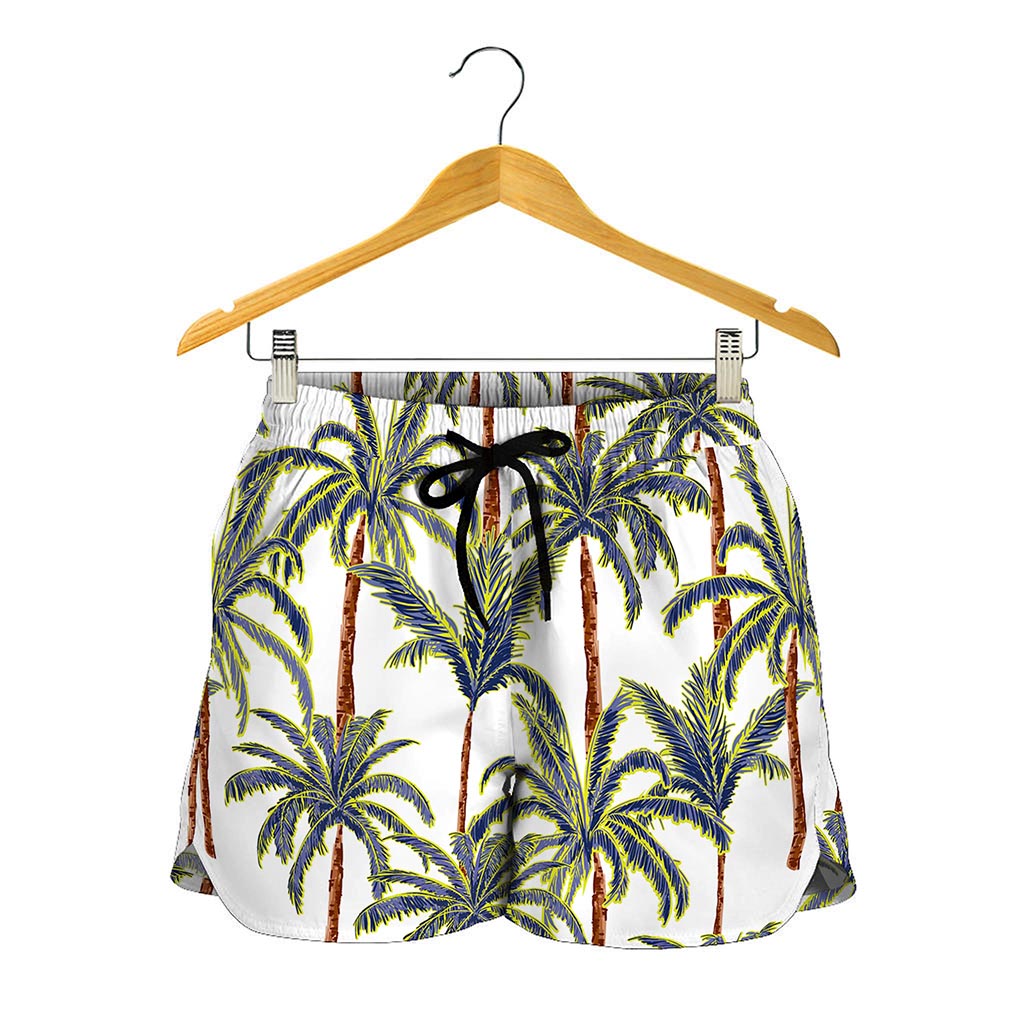 Vintage Palm Tree Beach Pattern Print Women's Shorts
