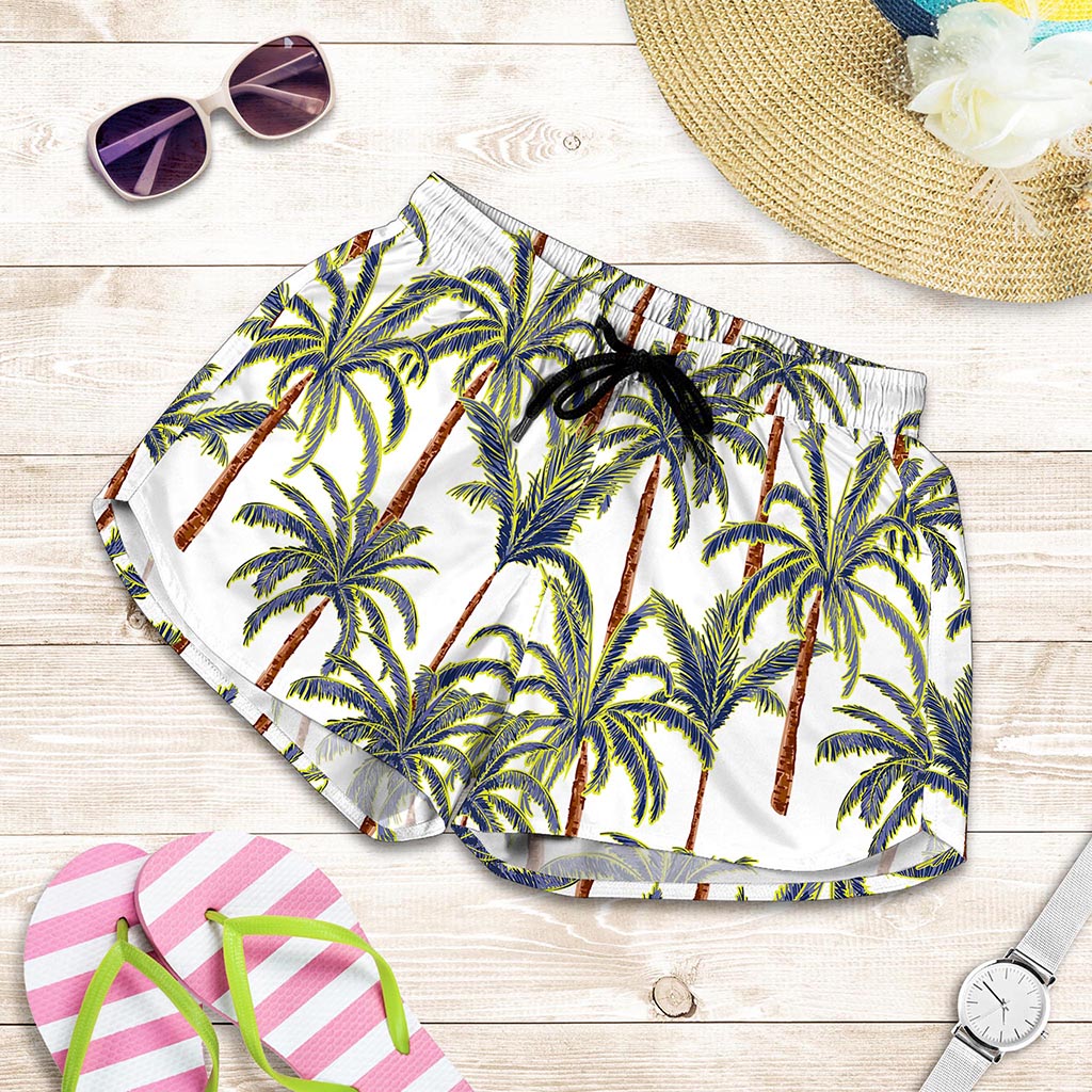 Vintage Palm Tree Beach Pattern Print Women's Shorts