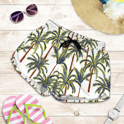 Vintage Palm Tree Beach Pattern Print Women's Shorts