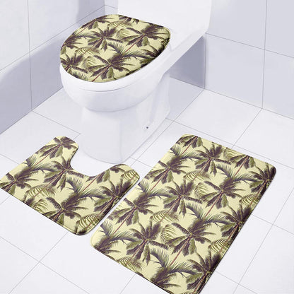 Vintage Palm Tree Pattern Print 3 Piece Bath Mat Set