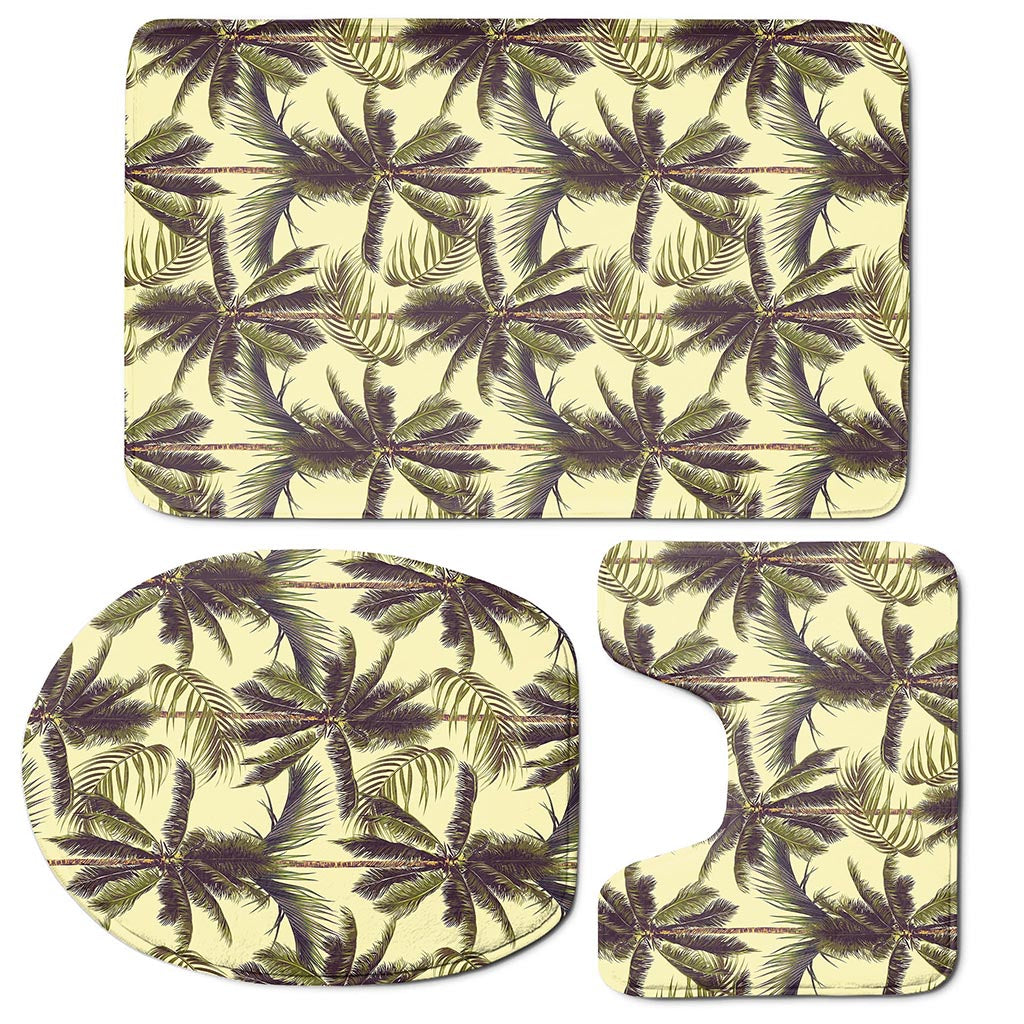 Vintage Palm Tree Pattern Print 3 Piece Bath Mat Set