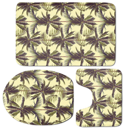 Vintage Palm Tree Pattern Print 3 Piece Bath Mat Set