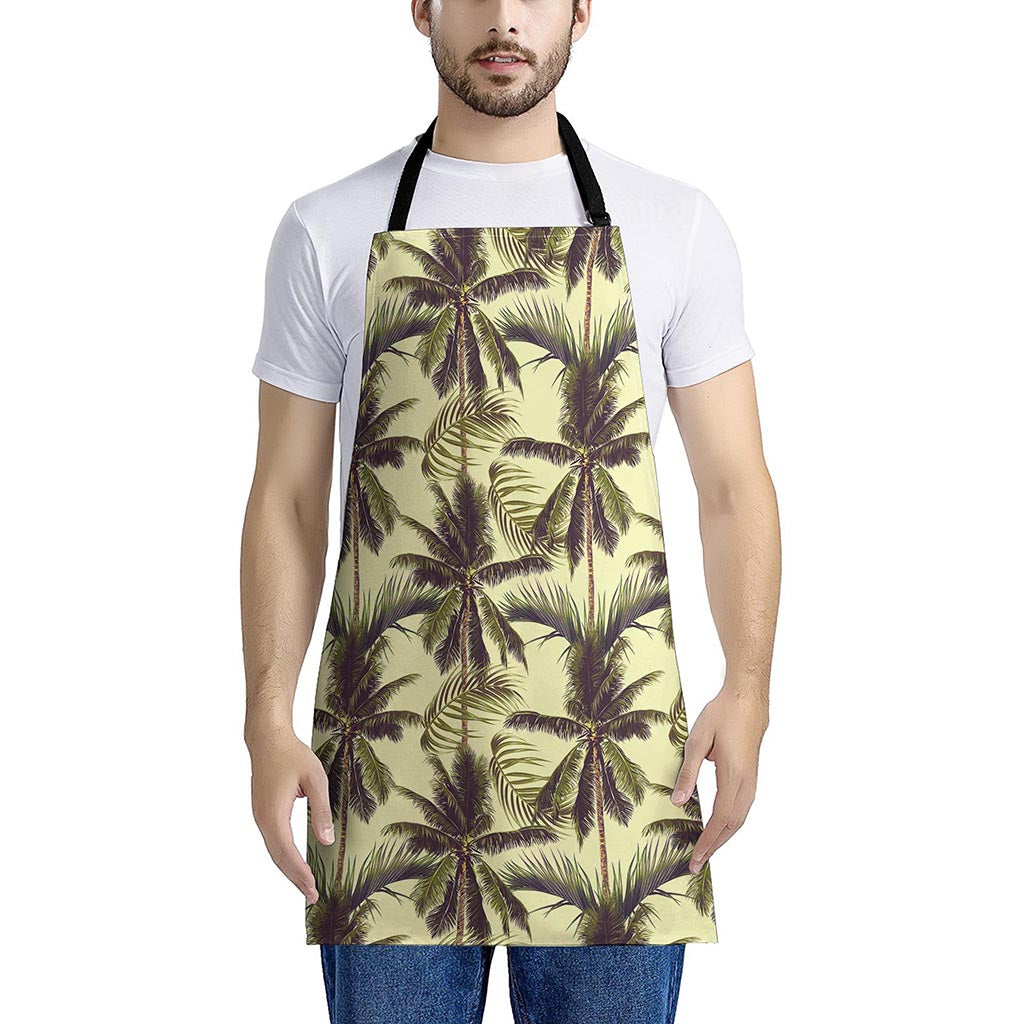 Vintage Palm Tree Pattern Print Apron