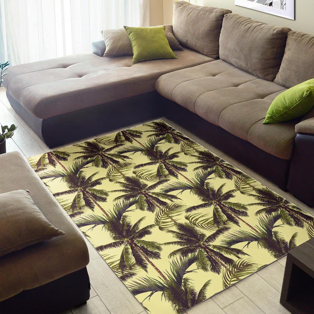 Vintage Palm Tree Pattern Print Area Rug GearFrost