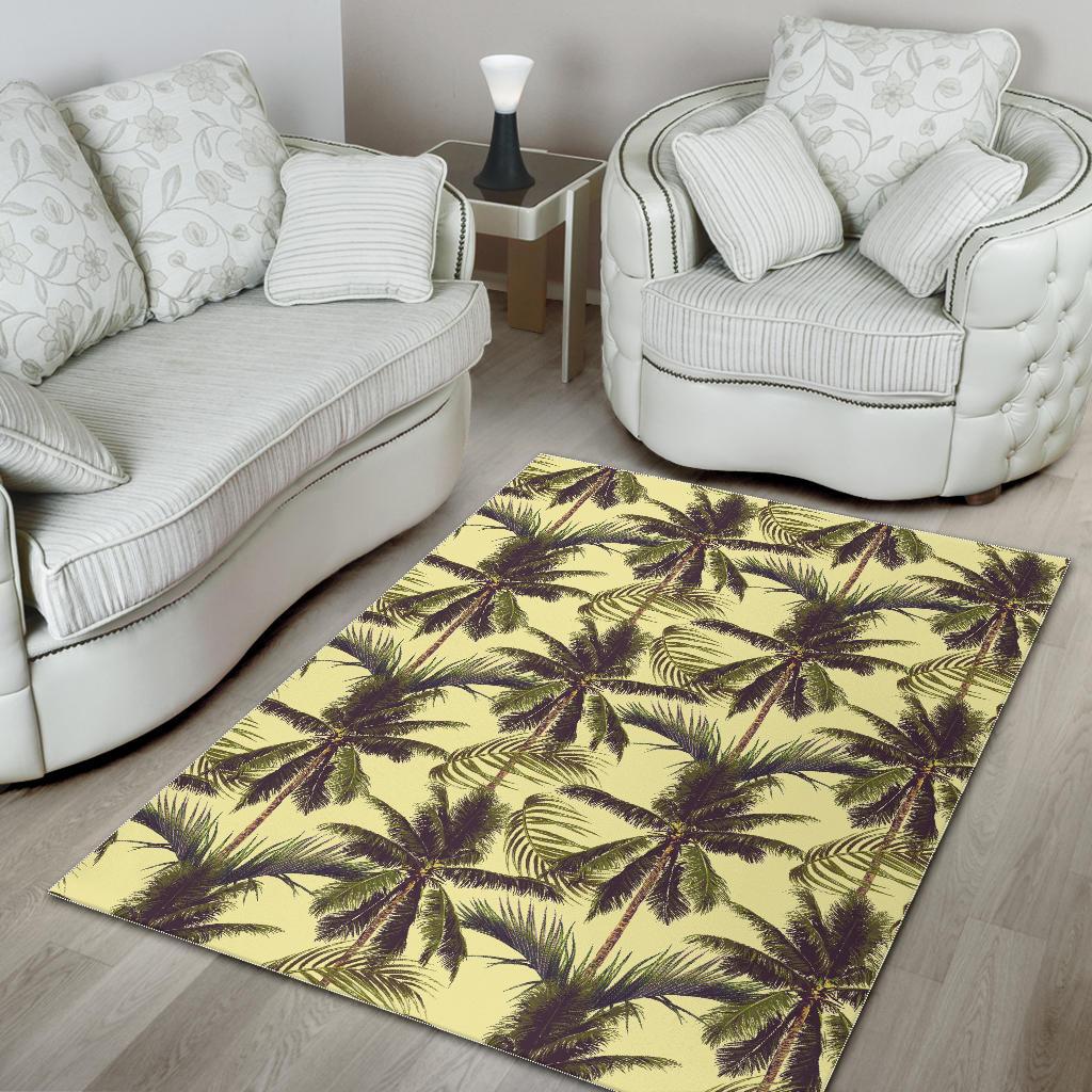 Vintage Palm Tree Pattern Print Area Rug GearFrost